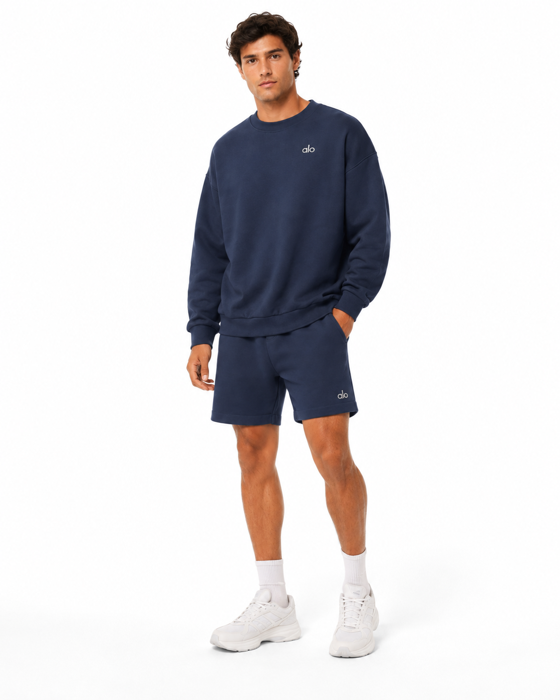 Sudadera Hoodie Alo Crewneck Azul Navy