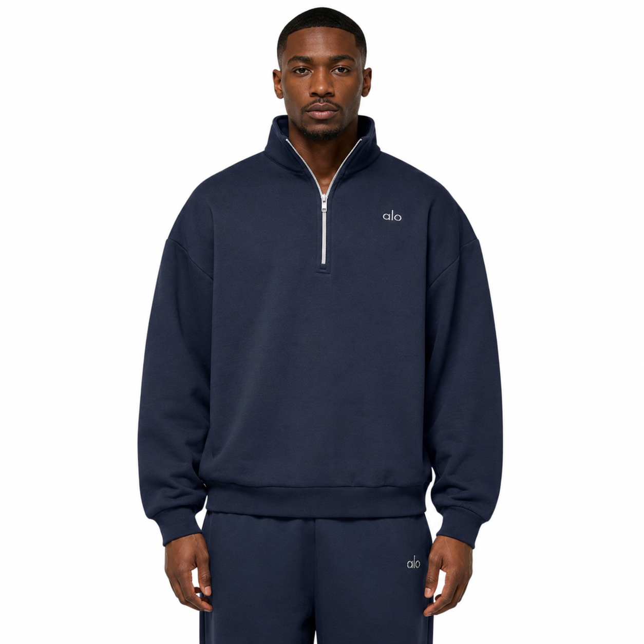 Sudadera Hoodie Alo Zip Azul Navy
